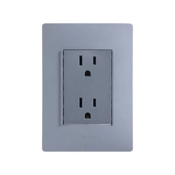 PLACA CON TOMA CORRIENTE DUPLEX 2P+T GRAFITO 2600424-068  MARCA SIMON