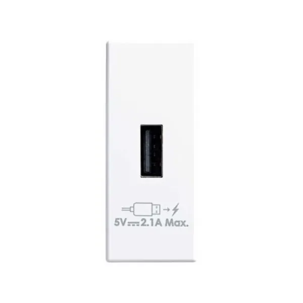 Cargador USB 1 módulo 2.1A 5V blanco Simon 82