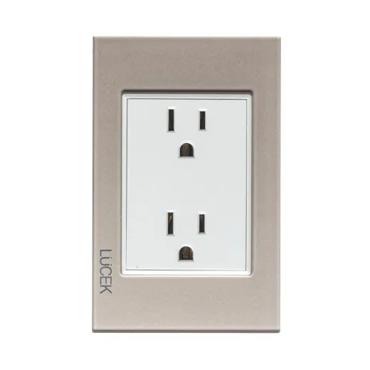 Imagen de PLACA DE CONTACTO DUPLEX BP06-CDM 16A 127V CRISTAL DORADO MARFIL  MARCA LUCEK