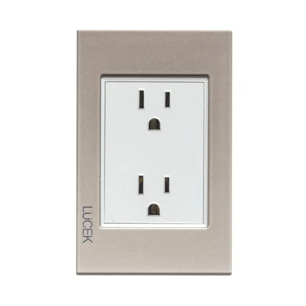 Imagen de PLACA DE CONTACTO DUPLEX BP06-CDM 16A 127V CRISTAL DORADO MARFIL  MARCA LUCEK