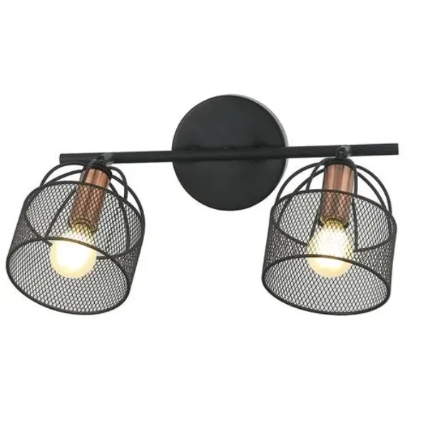 LUMINARIA DE PARED ORO ROSADO PANTALLA METALICA Y FOCO LED 4X2W NEGRO Y ORO ROSADO COMERCIAL 2G