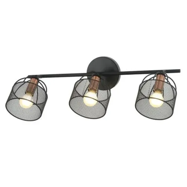 LUMINARIA DE PARED ORO ROSADO PANTALLA METALICA Y FOCO LED 4X3W NEGRO Y ORO ROSADO COMERCIAL 2G