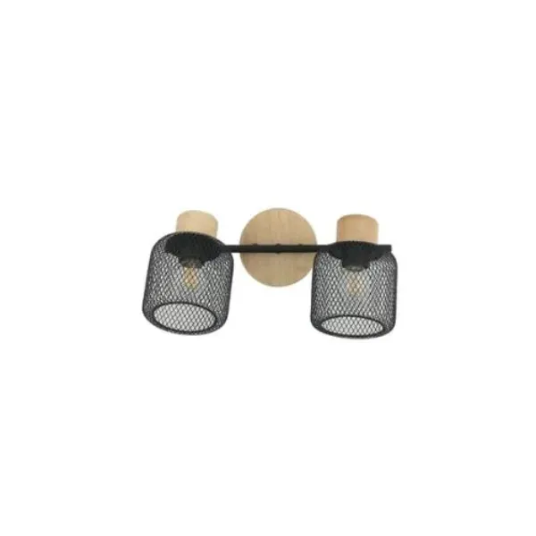 LUMINARIA DE PARED PANTALLA METALICA Y FOCO LED 4X2W NEGRO MADERA COMERCIAL 2G