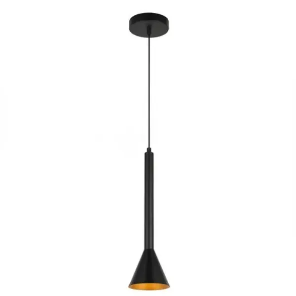 LUMINARIA COLGANTE PANTALLA TRIANGULAR INTERIOR ORO FOCO GU10 LED 5W NEGRO Y ORO COMERCIAL 2G